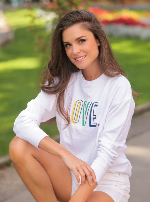 Shiraleah Shiraleah "Love" Sweatshirt White