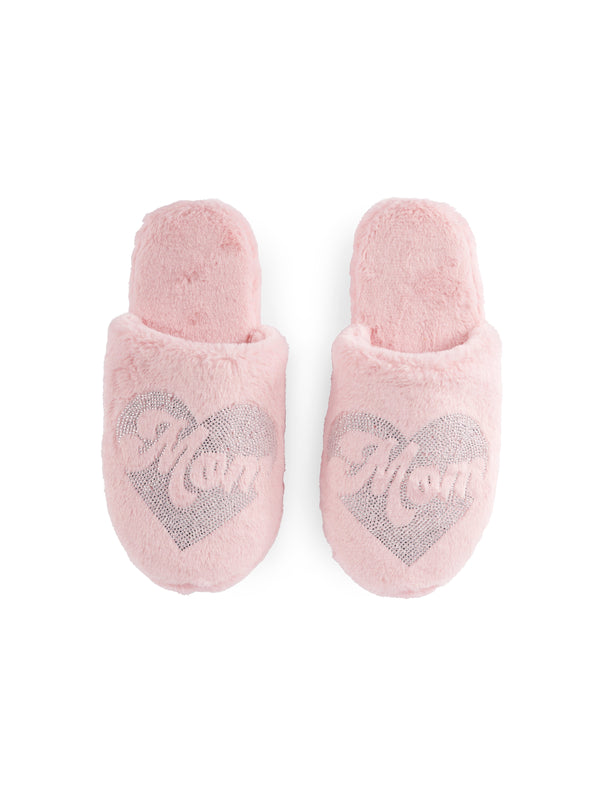 Shiraleah Shiraleah "Mom" Heart Slippers Blush