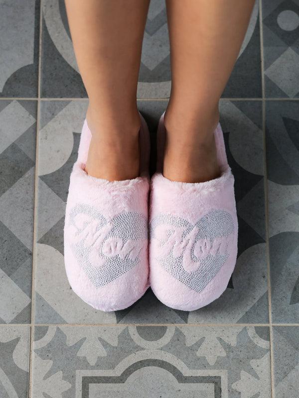 Shiraleah Shiraleah "Mom" Heart Slippers Blush