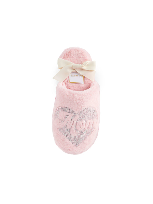 Shiraleah Shiraleah "Mom" Heart Slippers Blush