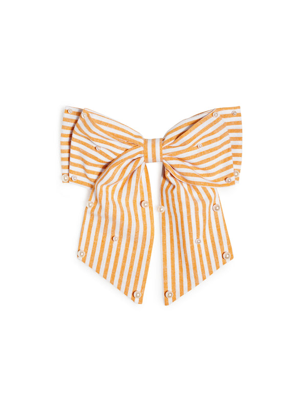 Shiraleah Shiraleah Pearls And Stripes Bow Clip