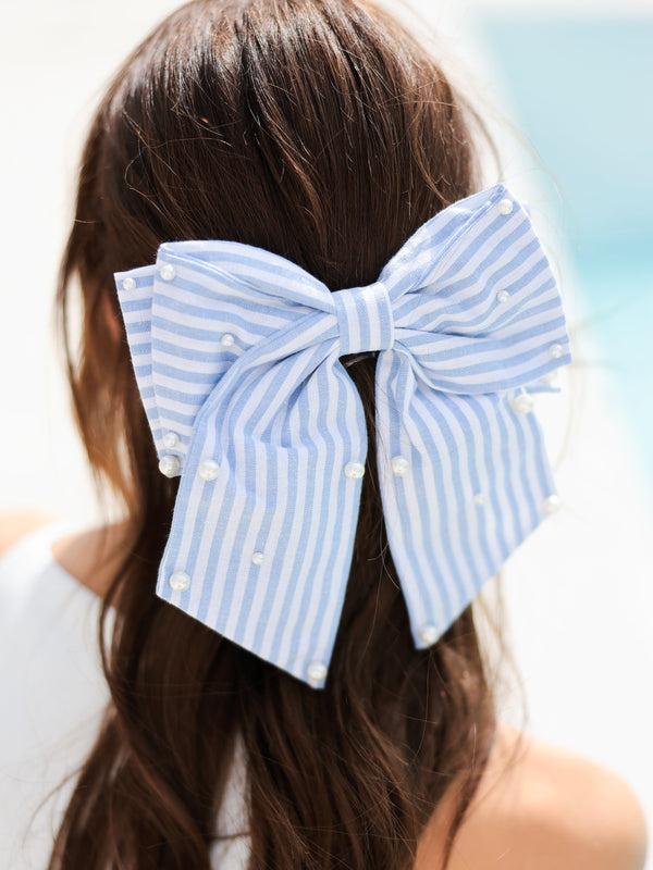 shiraleah Shiraleah Pearls And Stripes Bow Clip