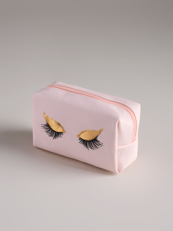 shiraleah Shiraleah Sequin Eyelash Zip Pouch Blush
