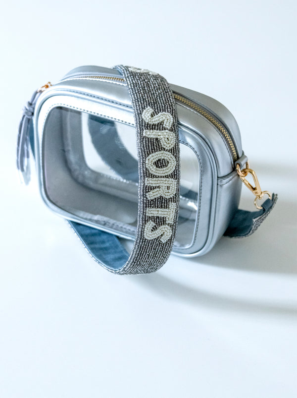 Shiraleah Shiraleah "Sports" Beaded Bag Strap Silver