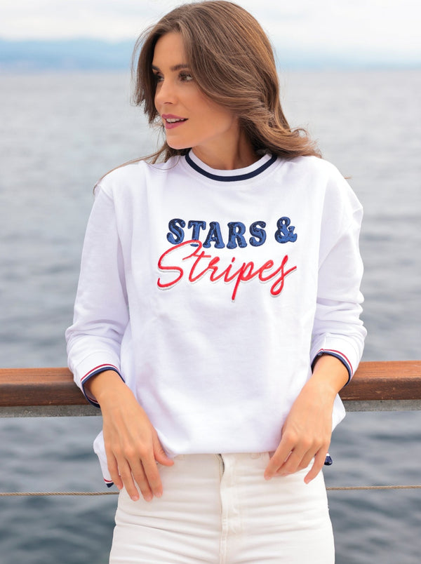 shiraleah Shiraleah "Stars & Stripes" Sweatshirt White