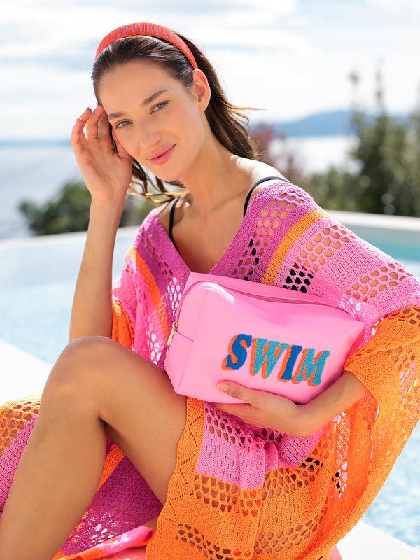 Shiraleah Shiraleah "Swim" Large Zip Pouch Pink