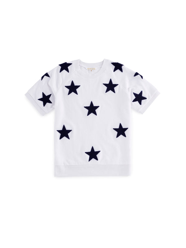 Shiraleah Shiraleah Stars Lightweight Short Sleeve Sweatshirt White