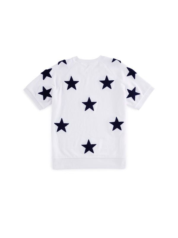 Shiraleah Shiraleah Stars Lightweight Short Sleeve Sweatshirt White
