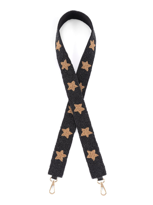Shiraleah Shiraleah Stars Pattern Beaded Bag Strap Black