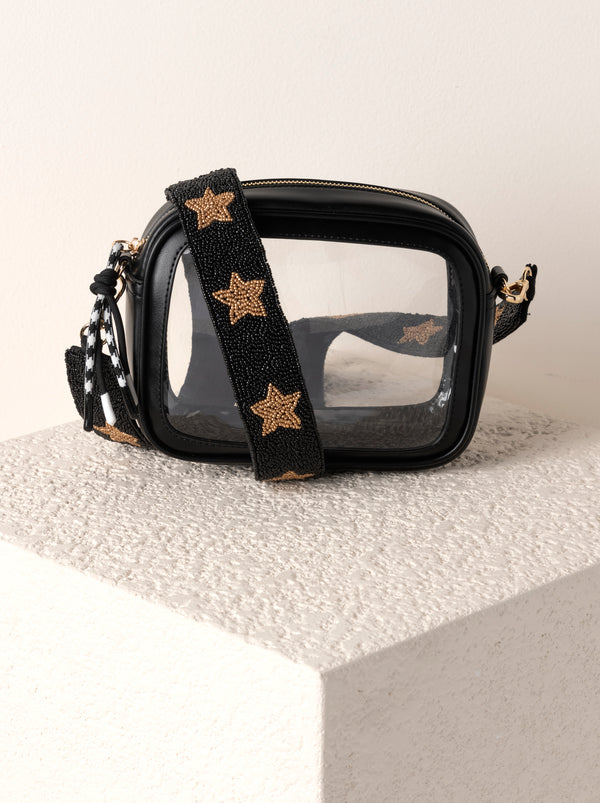 Shiraleah Shiraleah Stars Pattern Beaded Bag Strap Black