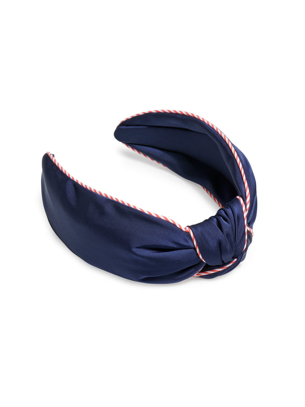 Shiraleah Shiraleah Stripe Trim Knotted Headband Navy