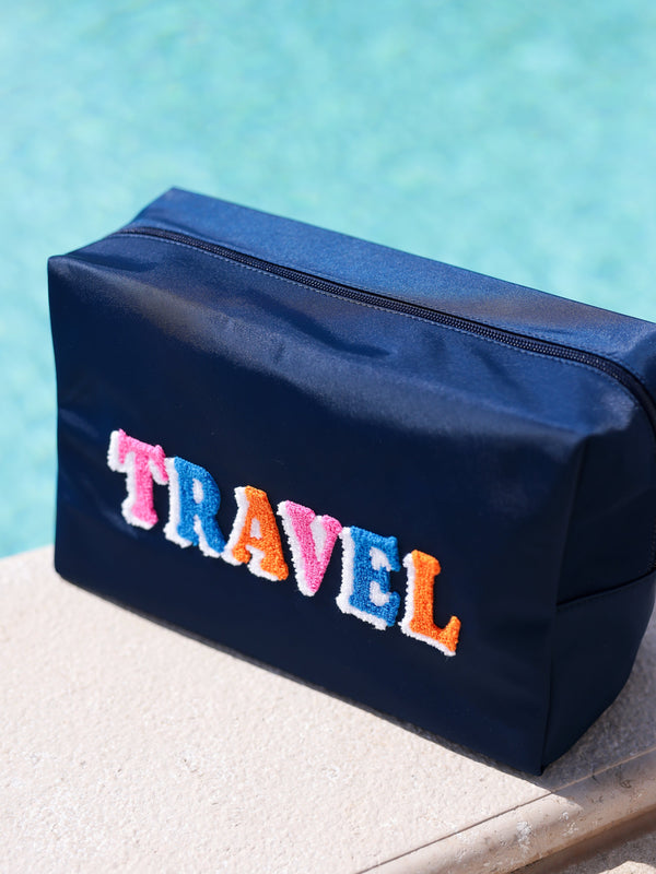 shiraleah Shiraleah "Travel" Oversized Zip Pouch Navy