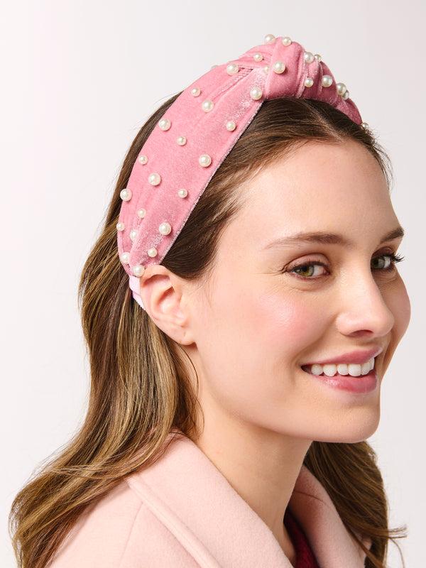 shiraleah Shiraleah Velvet and Pearls Knotted Headband