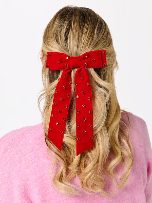 Shiraleah Shiraleah Velvet And Rhinestones Bow Clip