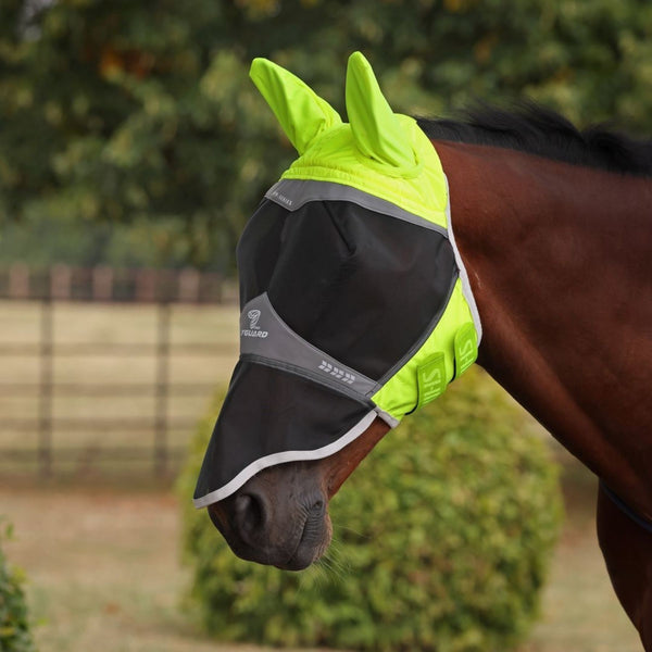 shires FlyGuard Pro Hi-Viz Fine Mesh Fly Mask with Ears & Nose