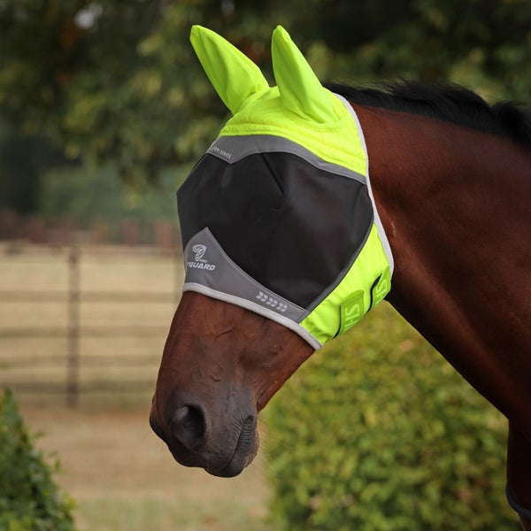 shires FlyGuard Pro Hi-Viz Fine Mesh Fly Mask with Ears
