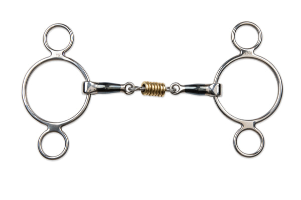 shires Blue Sweet Iron Two Ring Gag Brs Rollers