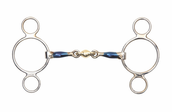 shires Blue Sweet Iron Two Ring Gag With Lozenge