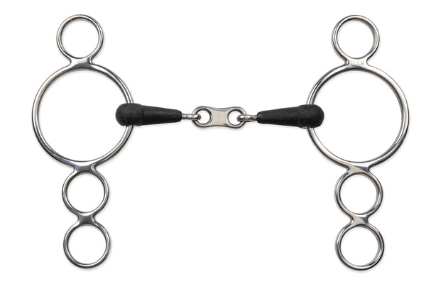 shires Equikind+ Three Ring French Link Gag