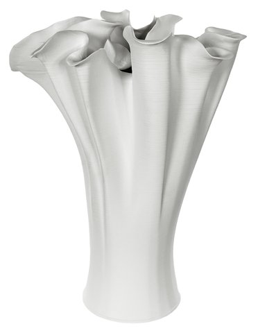 shishi Ceramic 3D printed floral vase uneven top white d28x36 h38cm