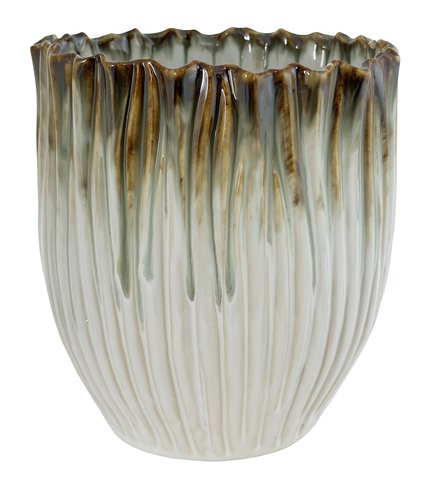 Shishi Ceramic Lined Pot White-green-brown D19;h20cm