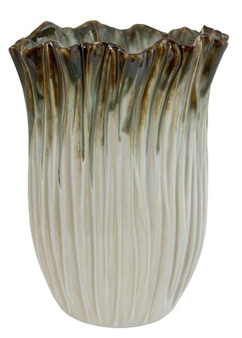 shishi Ceramic lined vase white-green-brown d16;h21cm