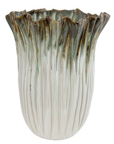 shishi Ceramic lined vase white-green-brown d24;h31cm