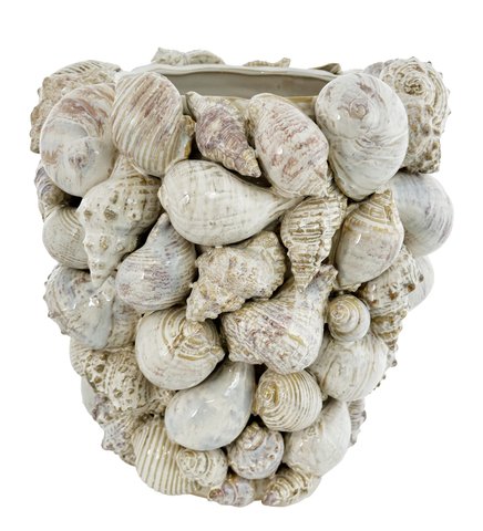 shishi Ceramic mixed shell vase cream-purple d27;h29cm