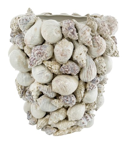 shishi Ceramic mixed shell vase cream-purple d36;h38cm
