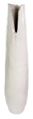 shishi Ceramic vase with cut white with brown edge d15;h78cm