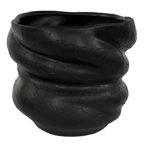 shishi Ceramic wobble pot crackled anthracite d20;h18cm