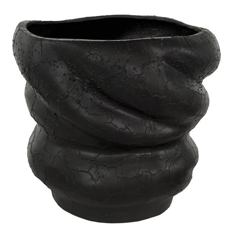shishi Ceramic wobble pot crackled anthracite d28;h25cm