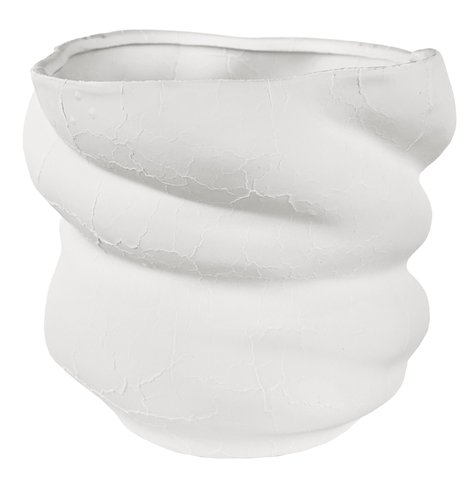 shishi Ceramic wobble pot crackled white mat d20;h18cm