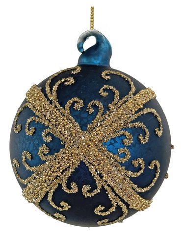 shishi Gass ball mat blue antique gold bead glitter deco 10cm