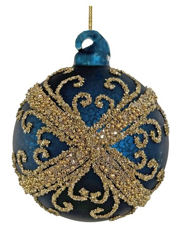 shishi Gass ball mat blue antique gold bead glitter deco 8cm
