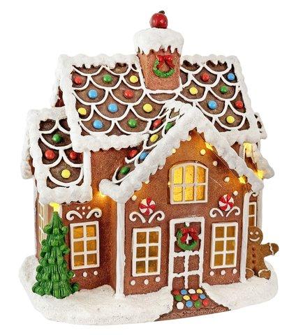 shishi Gingerbread house with candies LED 25x17x27cm; operated by 3*AA batteries & adaptor both excluded