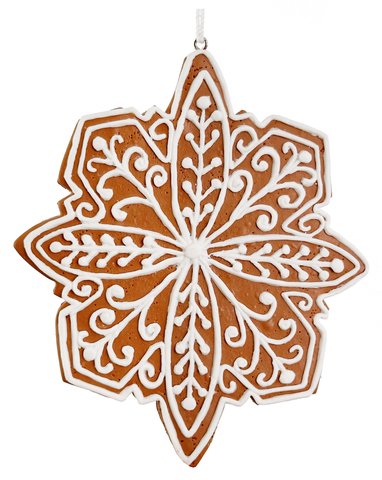 shishi Gingerbread snowflake ornament brown white 13cm