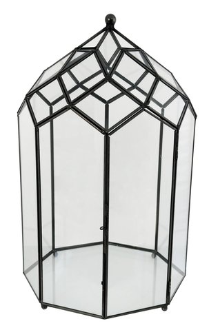 shishi Glass and metal octagonal candle holder d21;h35 5cm