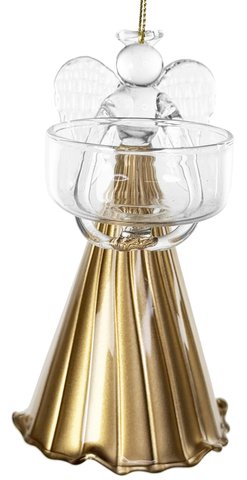 shishi Glass angel holding T-light gold lined skirt 12cm