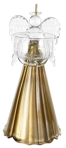 shishi Glass angel holding T-light gold lined skirt 15cm