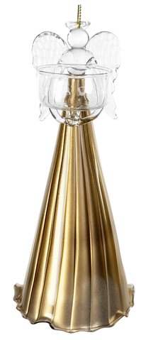shishi Glass angel holding T-light gold lined skirt 20cm