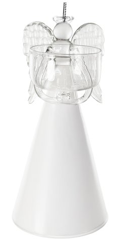 shishi Glass angel holding T-light white skirt 15cm
