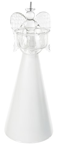 shishi Glass angel holding T-light white skirt 20cm