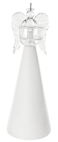 shishi Glass angel holding T-light white skirt 25cm