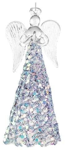 shishi Glass angel spun glass skirt w/blue glitter and sequins 12cm