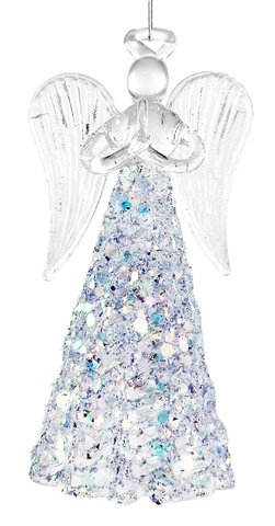 shishi Glass angel spun glass skirt w/lilac glitter and sequins 10cm