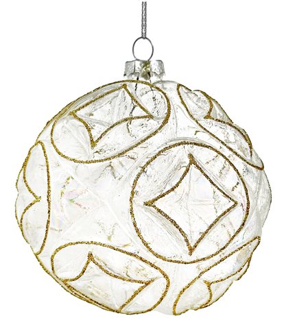 shishi Glass ball circles clear iridescent gold glitter edges 10cm
