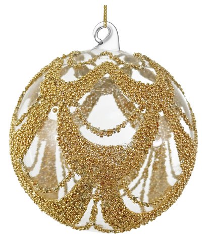 shishi Glass ball clear gold beaded garland deco 12cm