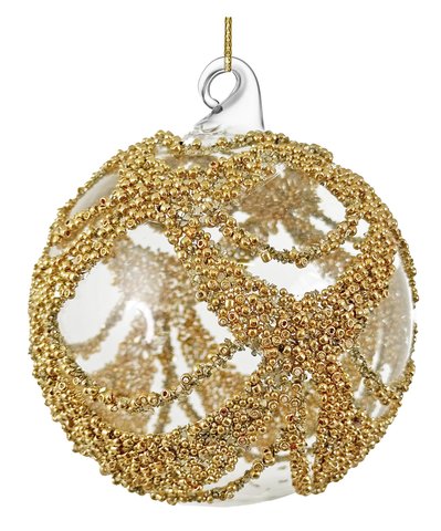 shishi Glass ball clear gold beaded garland deco 8cm