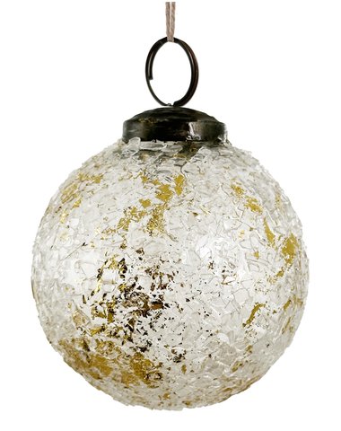 shishi Glass ball clear ice mosaic with gold leaf 8cm